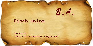 Biach Anina névjegykártya